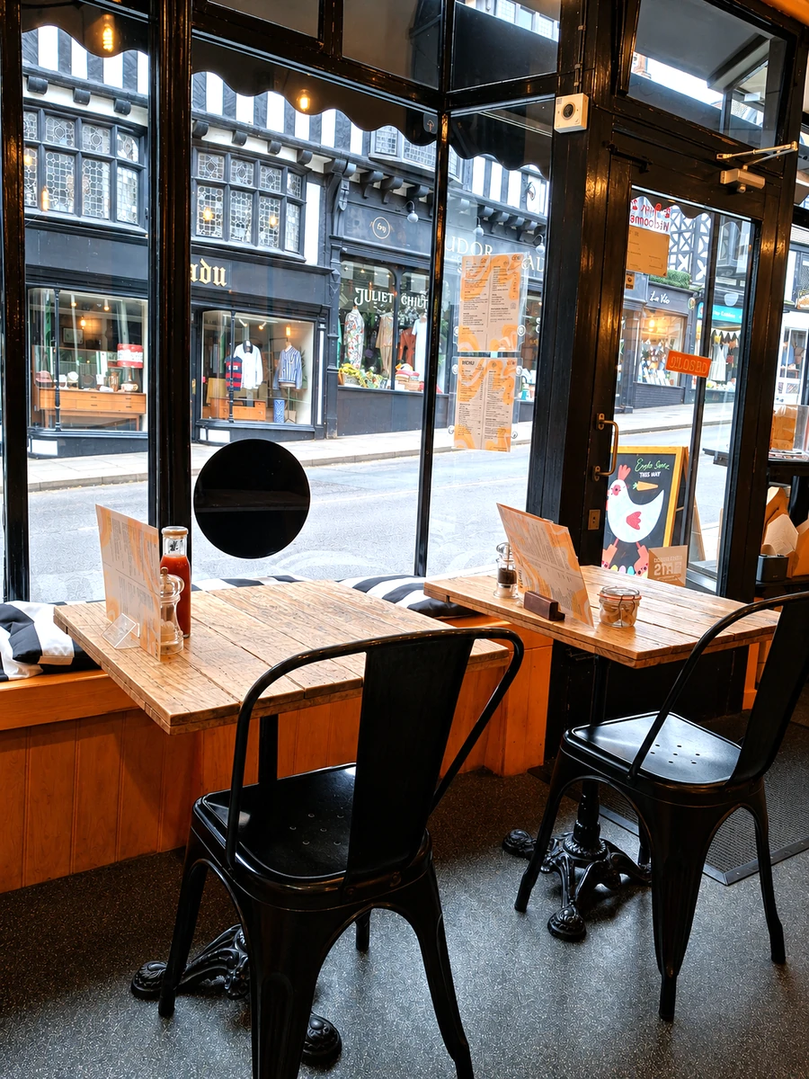 Window seats and tables inside Cafe on the Cop
